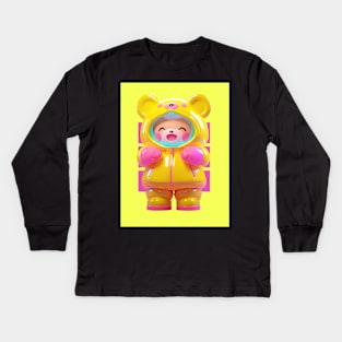 AKBLM - KUMA CANT AWAIT RAINY SEASON うき TO WEAR HIS NEW RAIN BOOTS | KAWAII ANIME 3D MASCOT Kids Long Sleeve T-Shirt